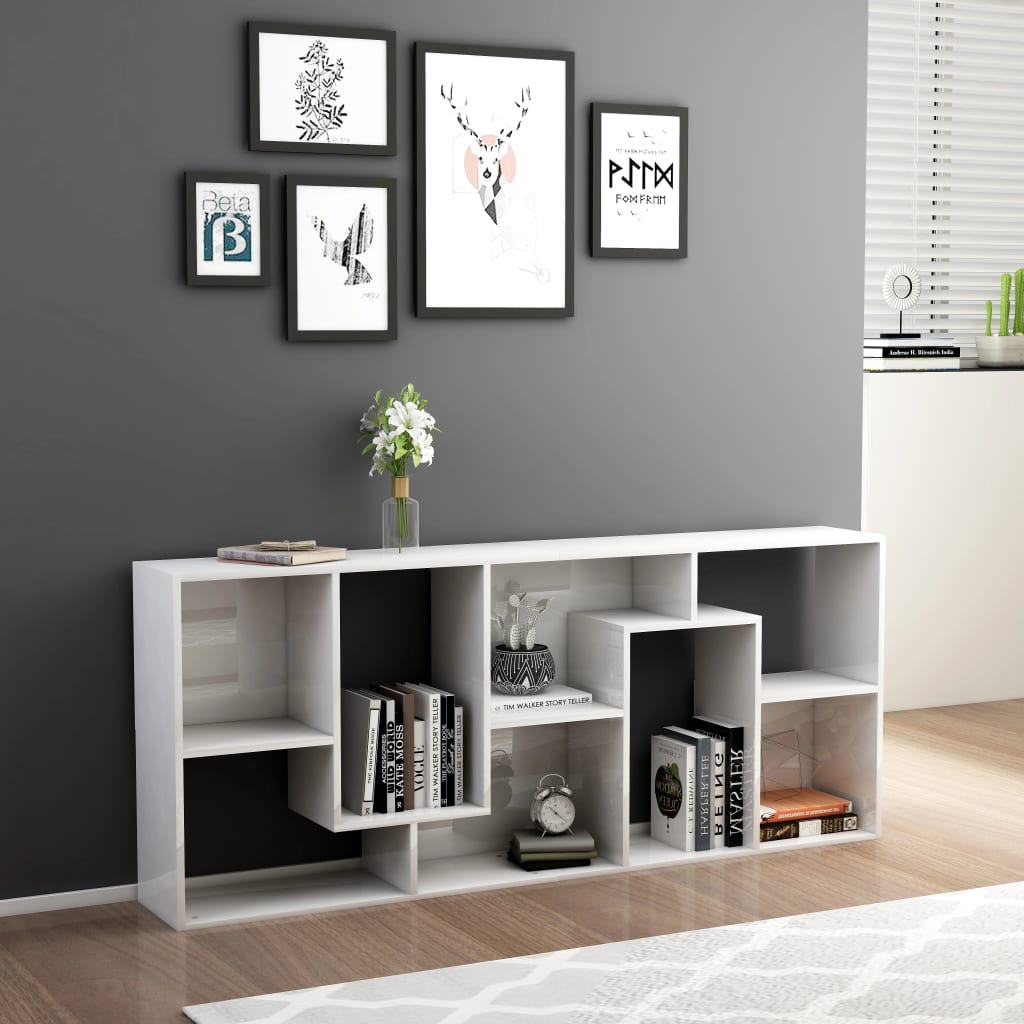 

vidaXL Boekenkast 67x24x161 cm spaanplaat hoogglans wit