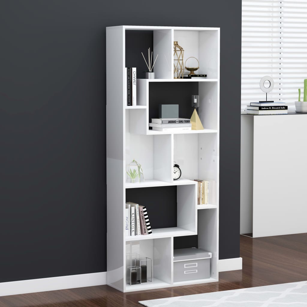 vidaXL Bücherregal Hochglanz-Weiß 67x24x161 cm Holzwerkstoff