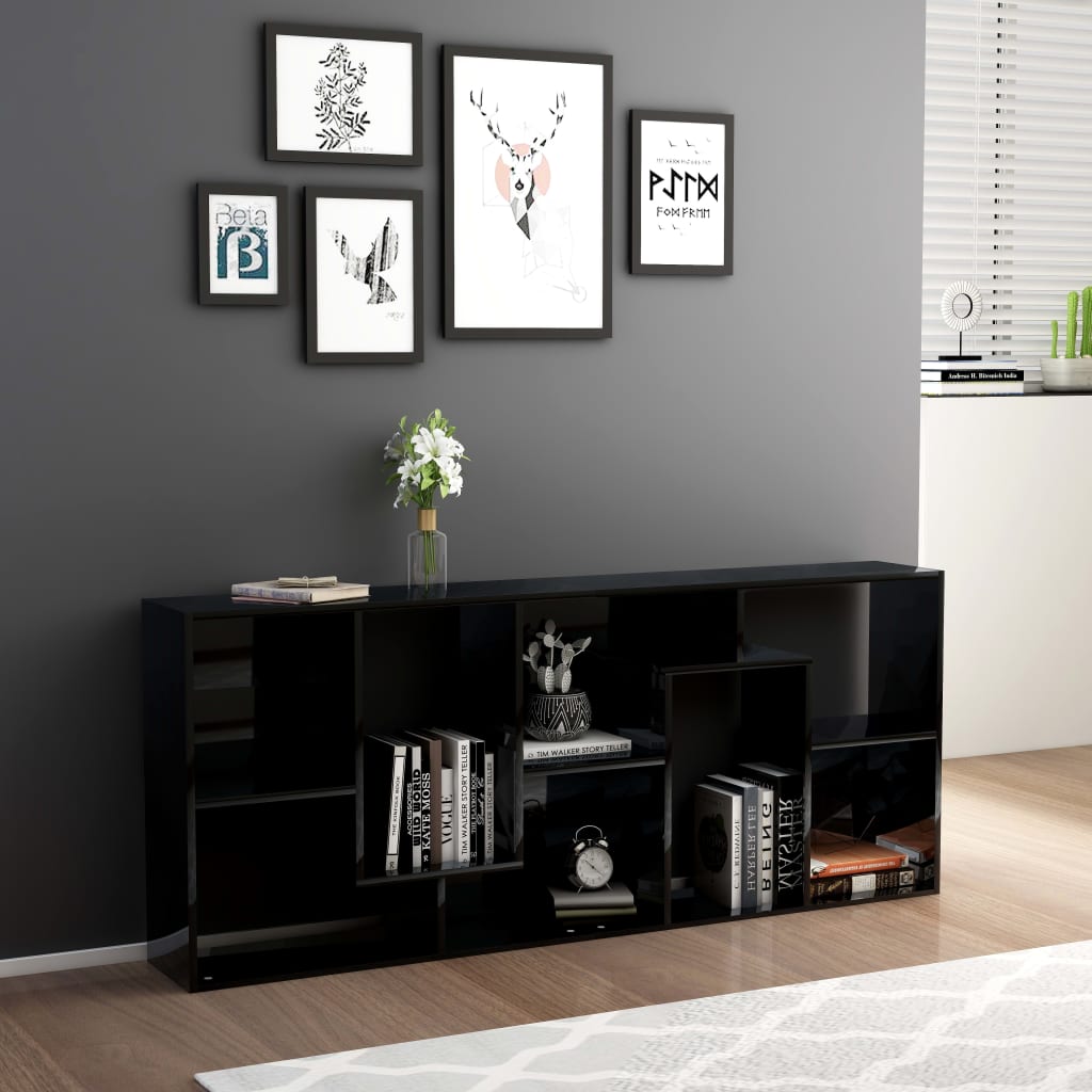 

vidaXL Boekenkast 67x24x161 cm spaanplaat hoogglans zwart