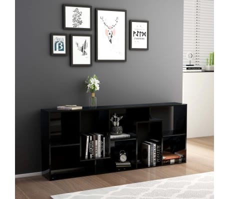 vidaXL Book Cabinet High Gloss Black 67x24x161 cm Engineered Wood