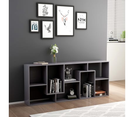 vidaXL Book Cabinet High Gloss Grey 67x24x161 cm Engineered Wood