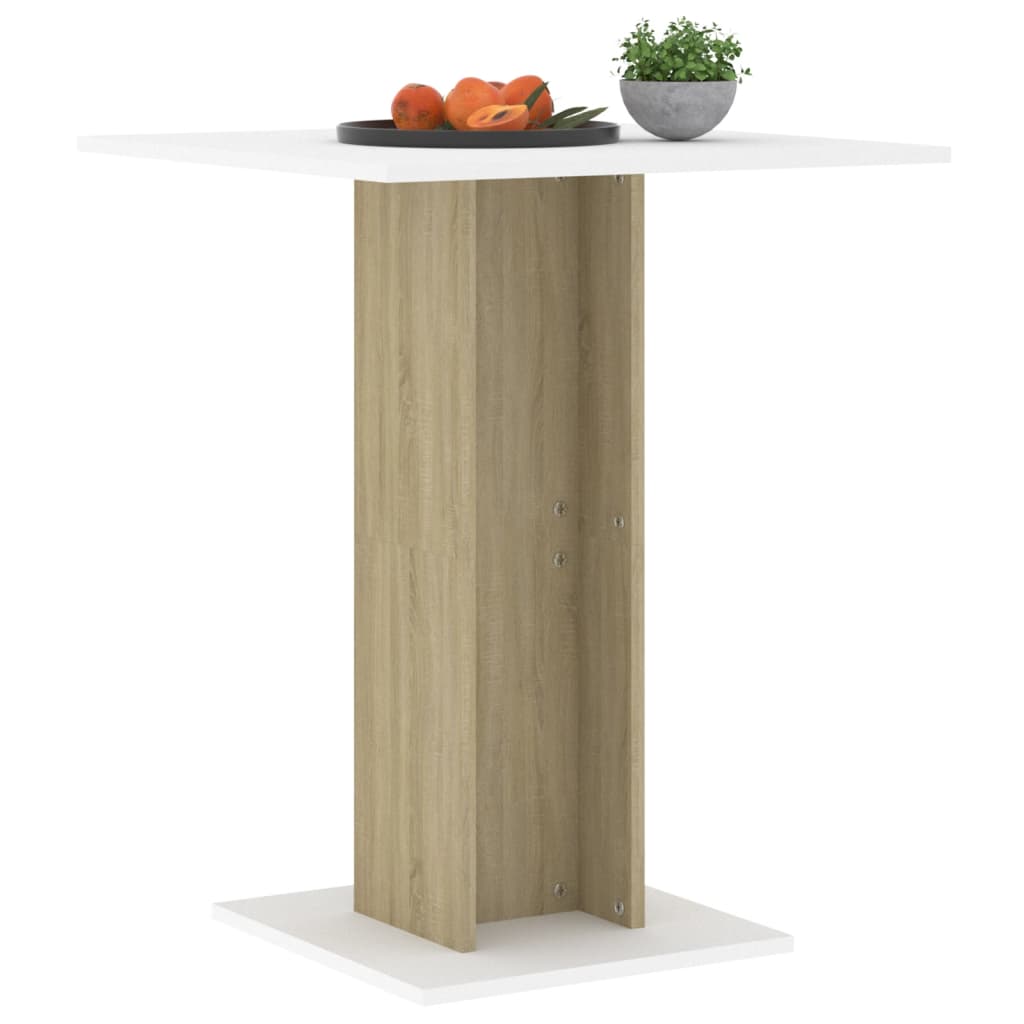 vidaXL bistrobord 60x60x75 cm konstrueret træ hvid og sonoma-eg