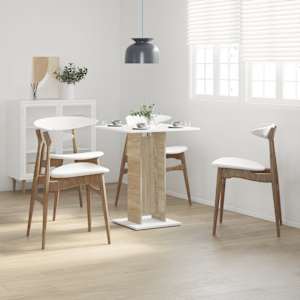 vidaXL Bistrobord hvit og sonoma eik 60x60x75 cm konstruert tre