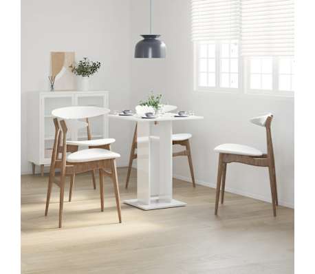 vidaXL Τραπέζι Bistro Γυαλιστερό Λευκό 60 x 60 x 75 εκ. Επεξ. Ξύλο