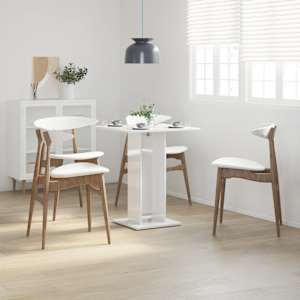 vidaXL Τραπέζι Bistro Γυαλιστερό Λευκό 60 x 60 x 75 εκ. Επεξ. Ξύλο