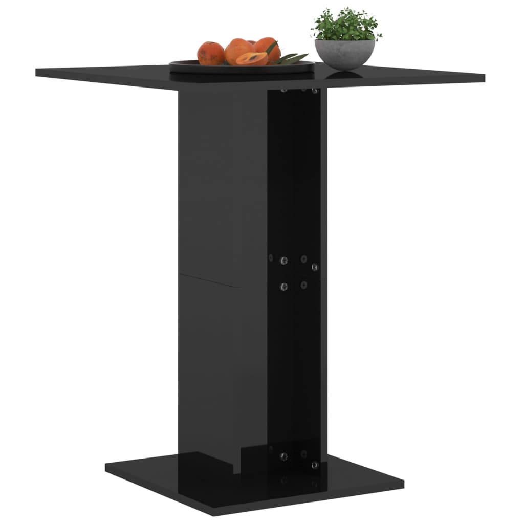 vidaXL bistro galds, spīdīgi melns, 60x60x75 cm, kokskaidu plāksne