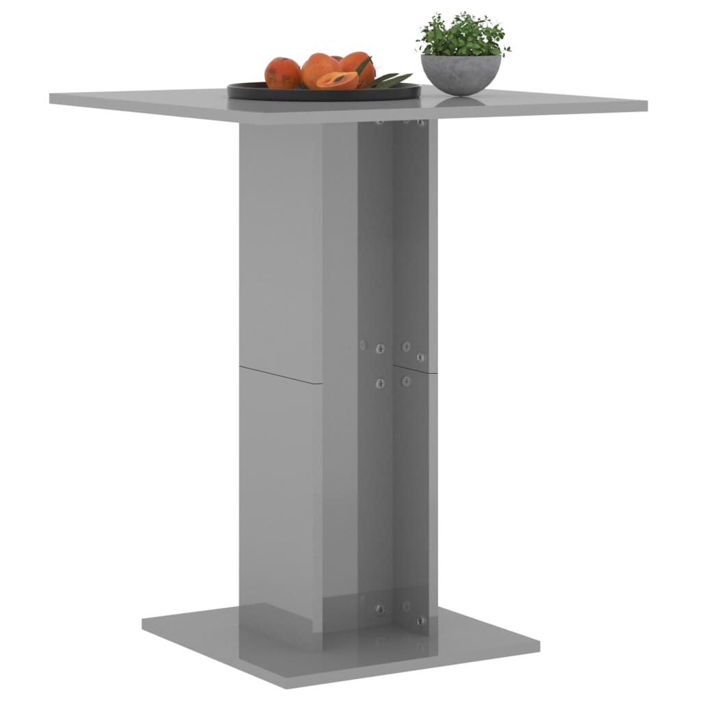 vidaXL Bistro stolek šedý s vysokým leskem 60 x 60 x 75 cm dřevotříska