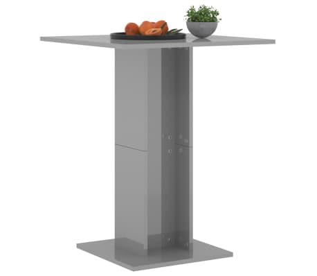 vidaXL Bistro stol sjajni sivi 60 x 60 x 75 cm od konstruiranog drva