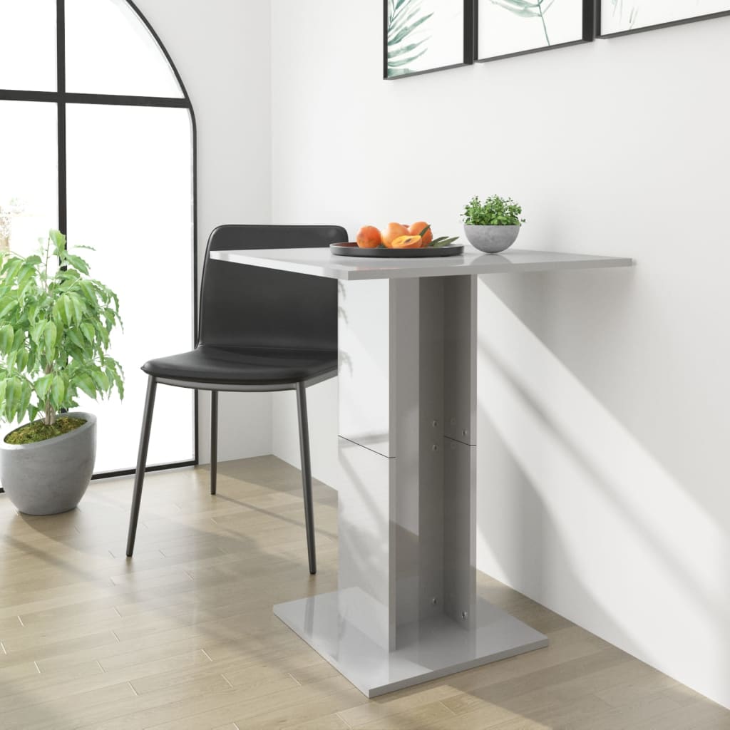 Petrashop  Bistro stolek šedý s vysokým leskem 60 x 60 x 75 cm dřevotříska
