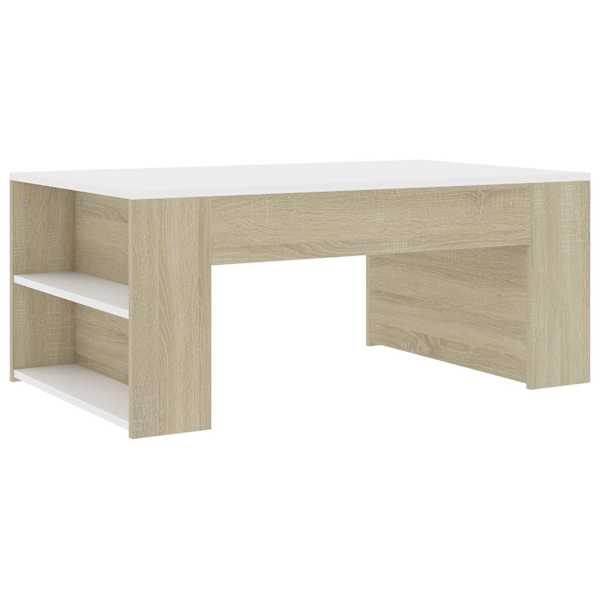 vidaXL kohvilaud, valge ja Sonoma tamm 100 x 60 x 42 cm puitlaastplaat