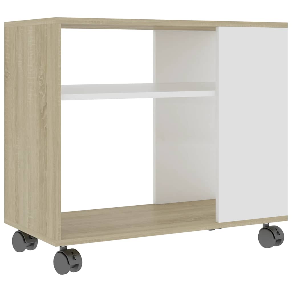 

vidaXL Side Table White and Sonoma Oak 27.6"x13.8"x21.7" Engineered Wood