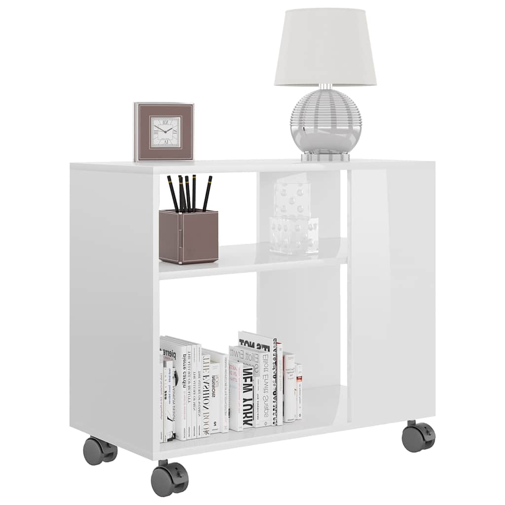 vidaXL magasfényű fehér szerelt fa kisasztal 70 x 35 x 55 cm