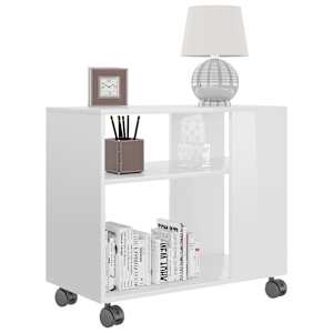 vidaXL Τραπέζι Βοηθητικό Γυαλιστ.Λευκό 70x35x55 εκ. Επεξεργασμένο Ξύλο
