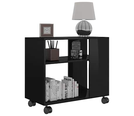vidaXL Τραπέζι Βοηθητικό Γυαλιστ.Μαύρο 70x35x55 εκ. Επεξεργασμένο Ξύλο