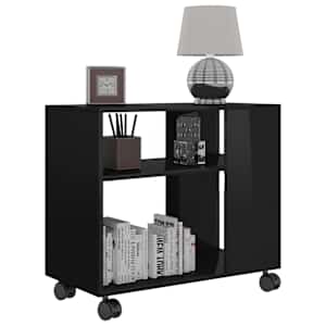 vidaXL Τραπέζι Βοηθητικό Γυαλιστ.Μαύρο 70x35x55 εκ. Επεξεργασμένο Ξύλο