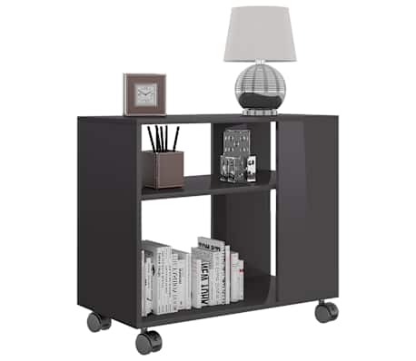 vidaXL Side Table High Gloss Grey 70x35x55 cm Engineered Wood