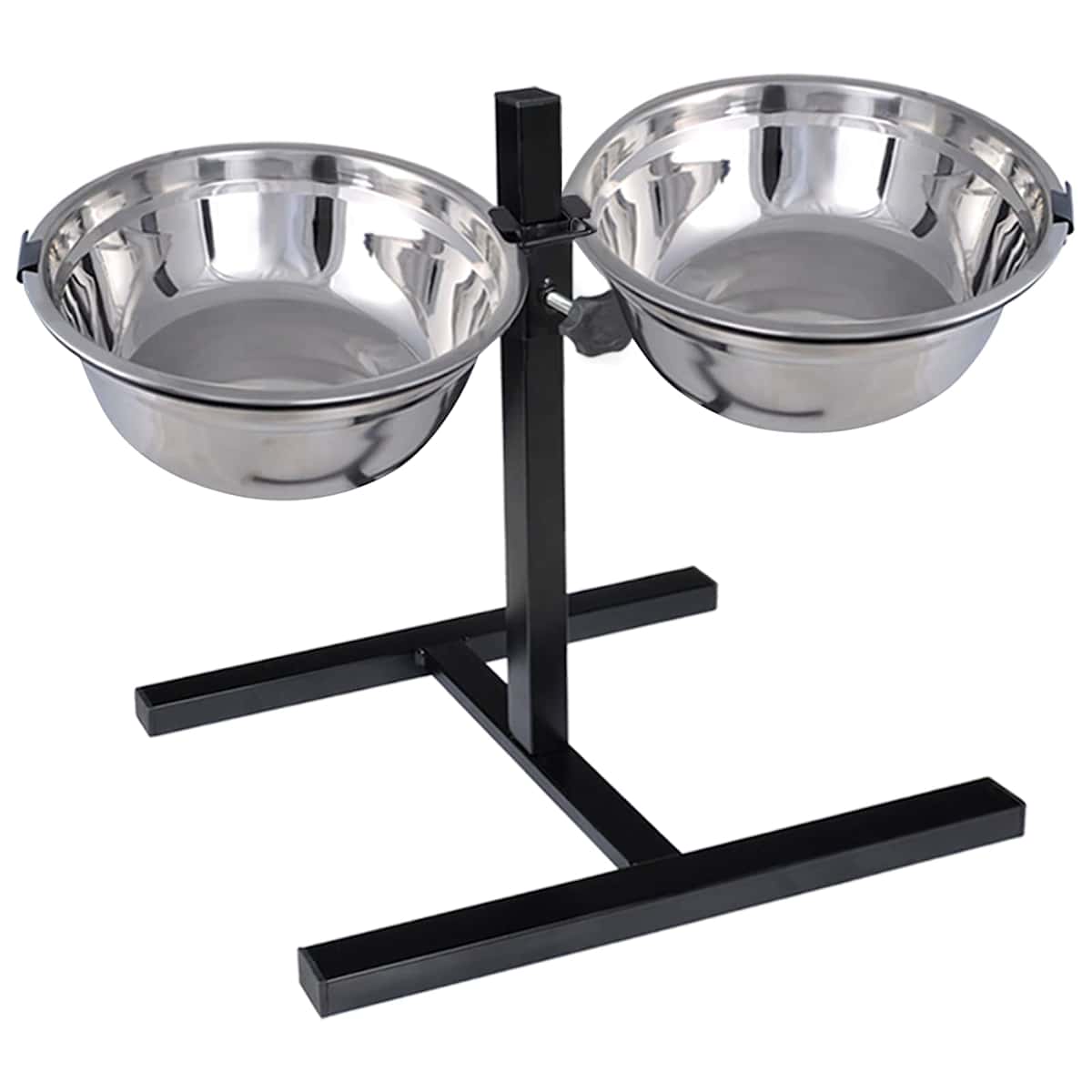 Fodringsstativ og skål med hundefoder Sølv og Sort 57,5 x 26 cm - Billede 2