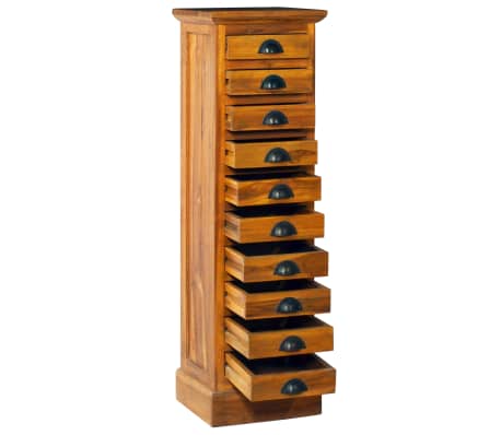 vidaXL 10-Drawer Cabinet 35x30x120 cm Solid Teak Wood