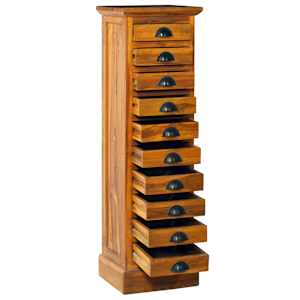 vidaXL 10-Drawer Cabinet 35x30x120 cm Solid Teak Wood