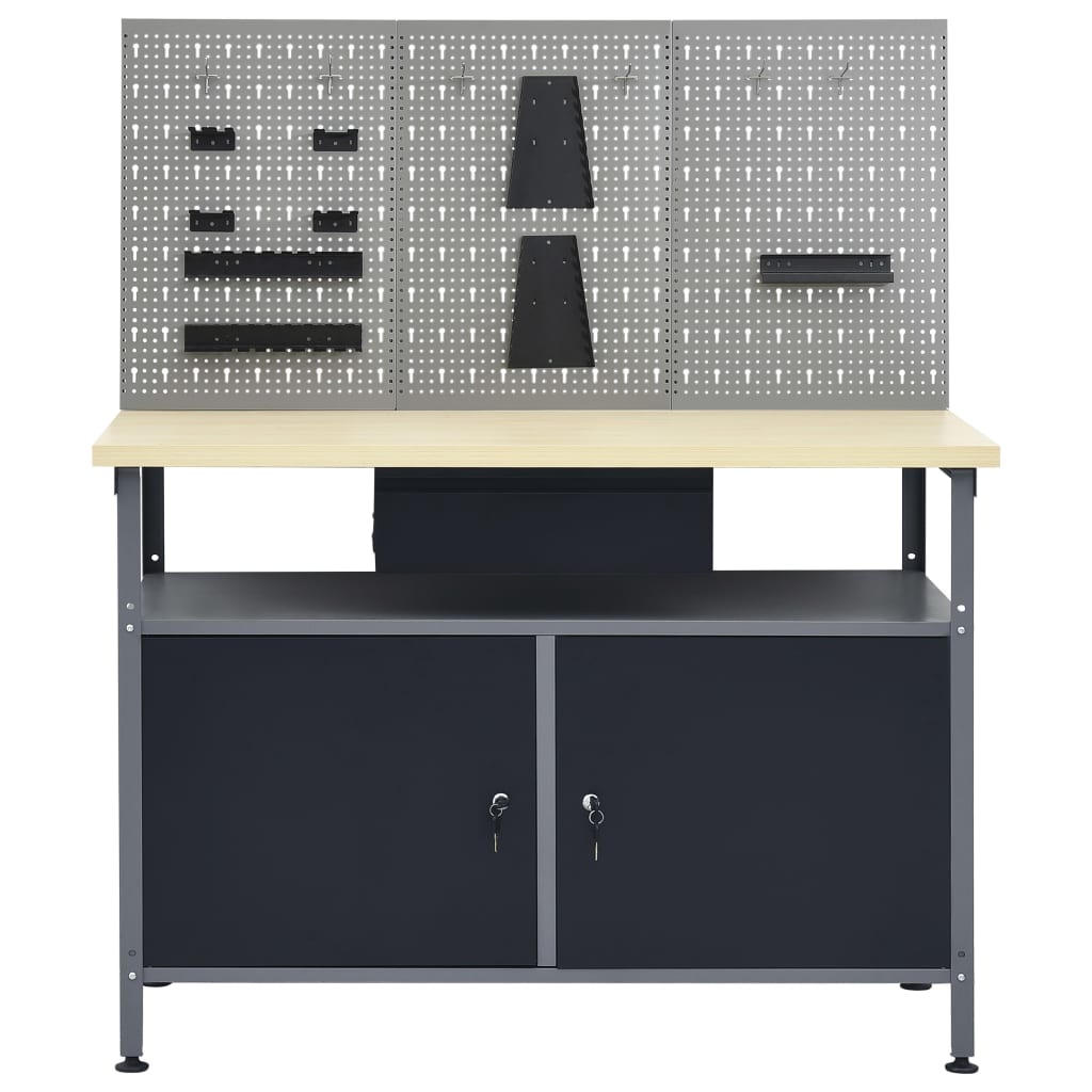 vidaXL Workbench with Three Wall Panels