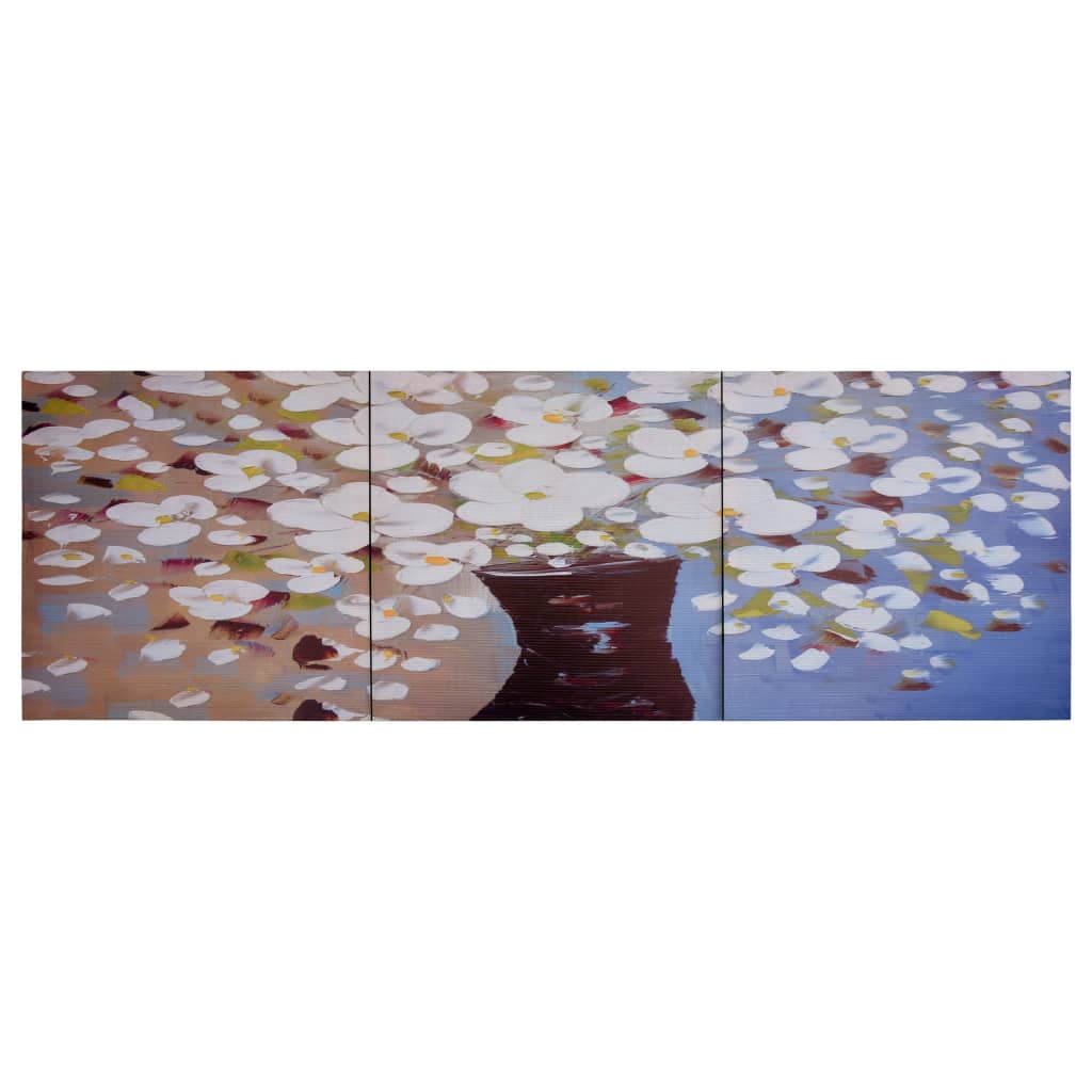 Többszínű vázás virágos nyomtatott vászon faliképszett 120x40cm 