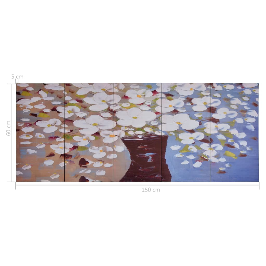 Többszínű vázás virágos nyomtatott vászon faliképszett 150x60cm 