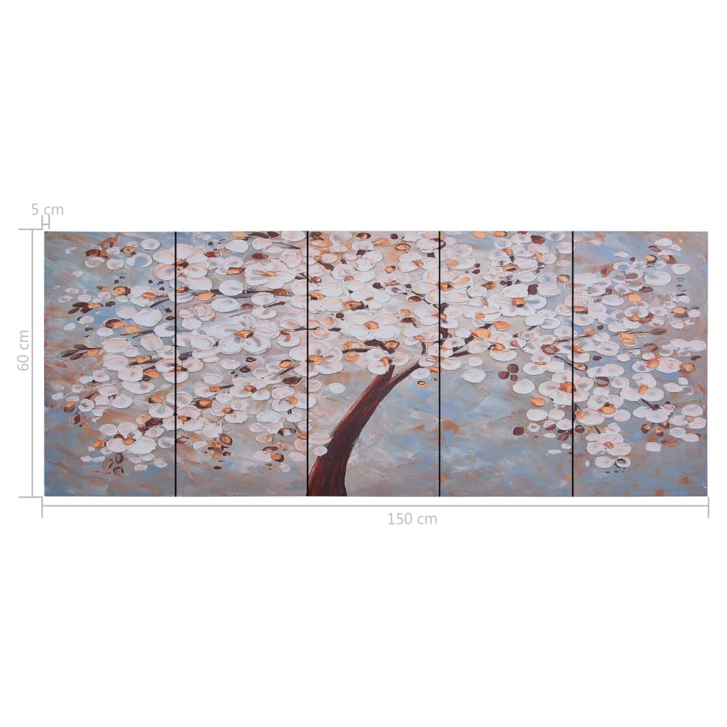 Többszínű virágzó fa nyomtatott vászon falikép szett 150x60 cm 