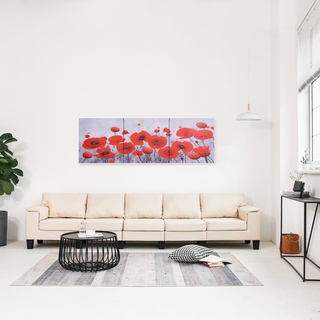 vidaXL Jeu de tableau sur toile Fleurs Multicolore 120x40 cm 