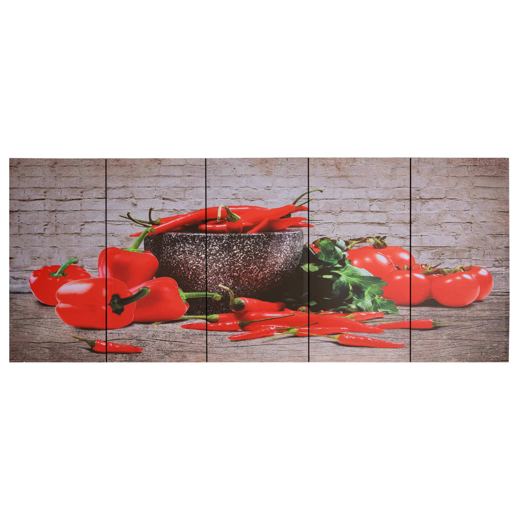 Set tablouri din pânză, imprimeu paprika, multicolor, 150×60 cm