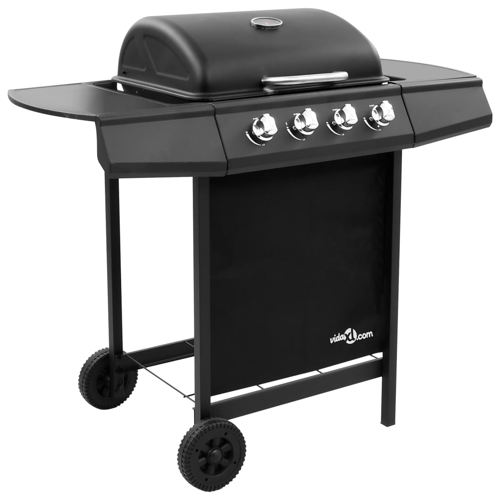 Gas BBQ Grill with 4 Burners Black