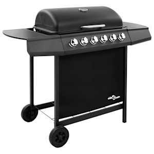 vidaXL gaasigrill 6 p&otilde;letiga, must