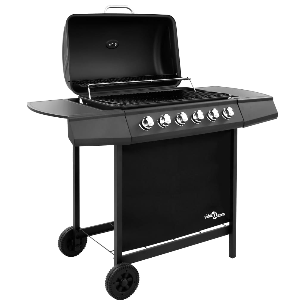 vidaXL fekete gáz grillsütő 6 égővel