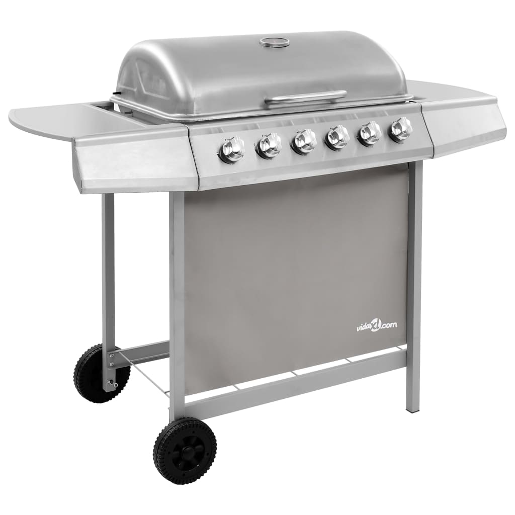 Gas BBQ Grill with 6 Burners Silver