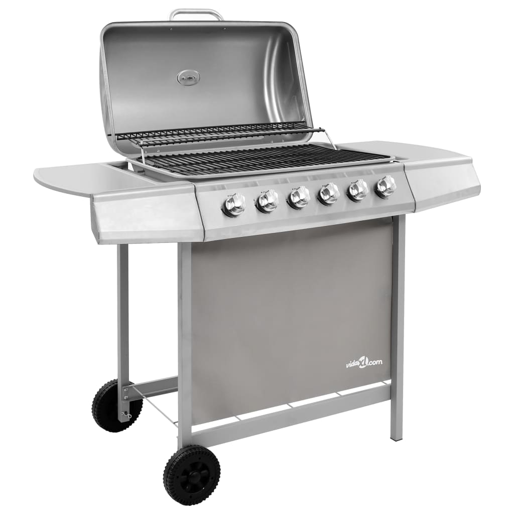 vidaXL ezüst gáz grillsütő 6 égővel