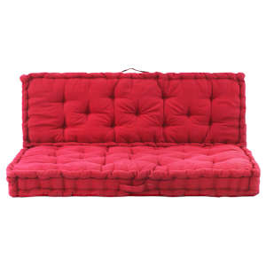 vidaXL Grindų/paletės pagalvėlės, 2vnt., tamsiai raudonos, medvilnė