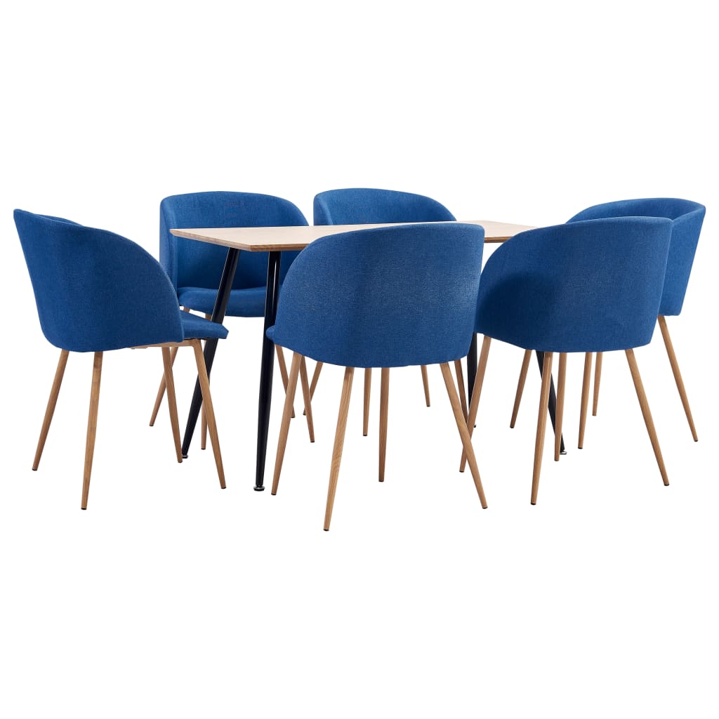 vidaXL Set mobilier de bucătărie, 7 piese, albastru, material textil vidaXL imagine noua 2022