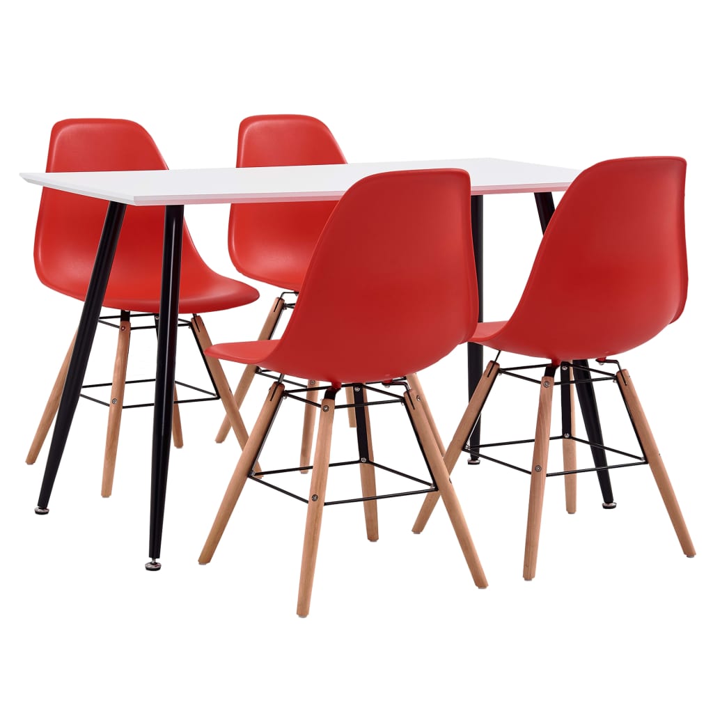 Vidaxl 5 Piece Dining Set Plastic Red Dining Table Chair Dining Room Furniture Ebay