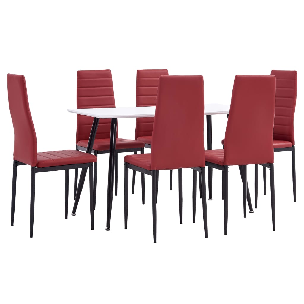 vidaXL Set mobilier de bucătărie, 7 piese, roșu bordo, piele ecologică vidaXL