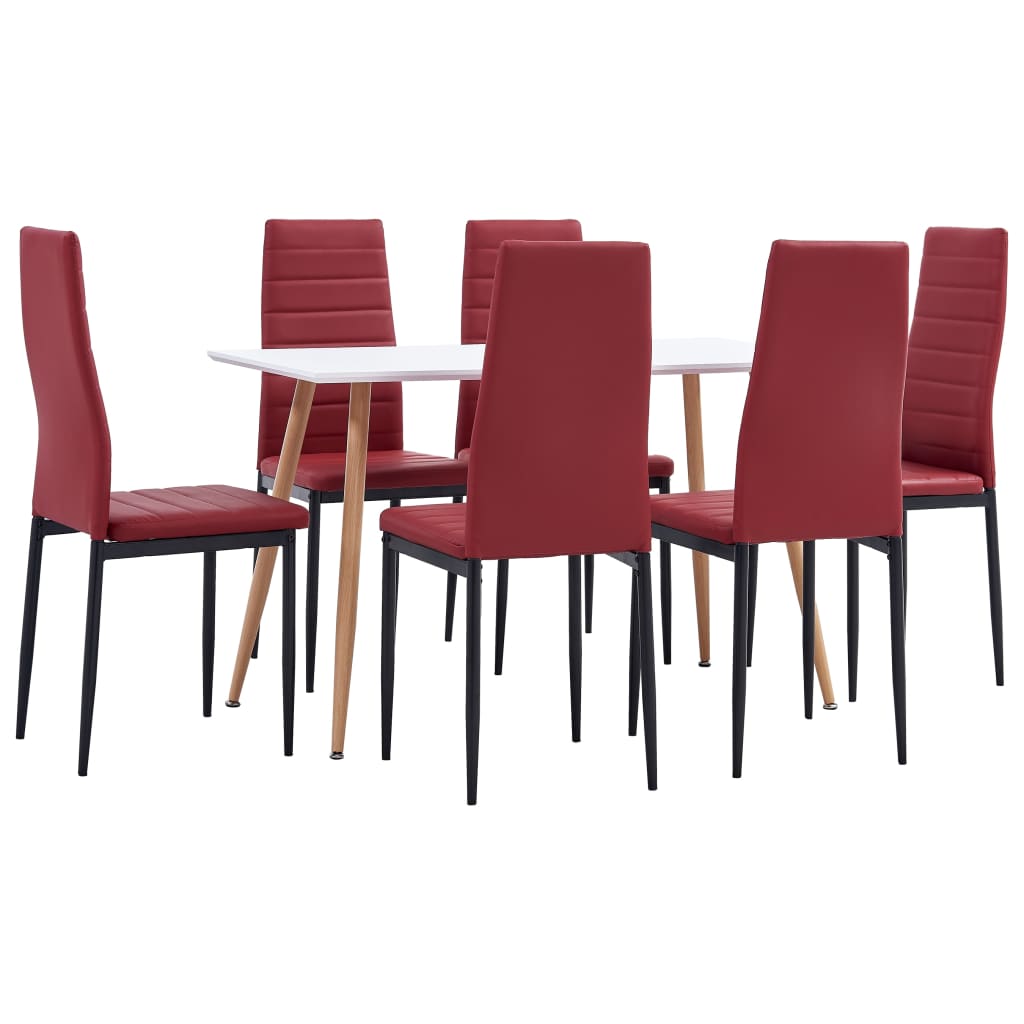 vidaXL Set mobilier de bucătărie, 7 piese, roșu bordo piele ecologică vidaXL