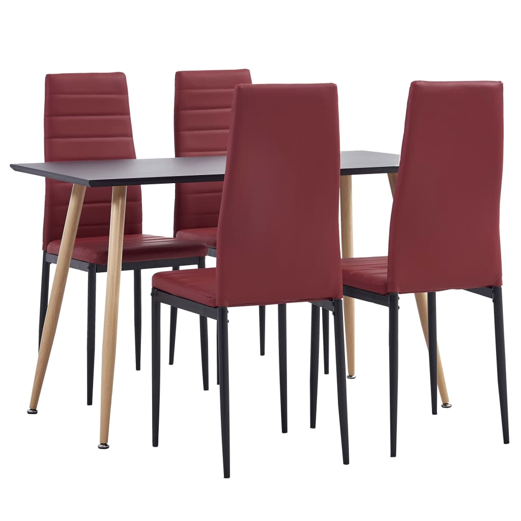 vidaXL Set mobilier de bucătărie, 5 piese, roșu bordo, piele ecologică vidaxl.ro