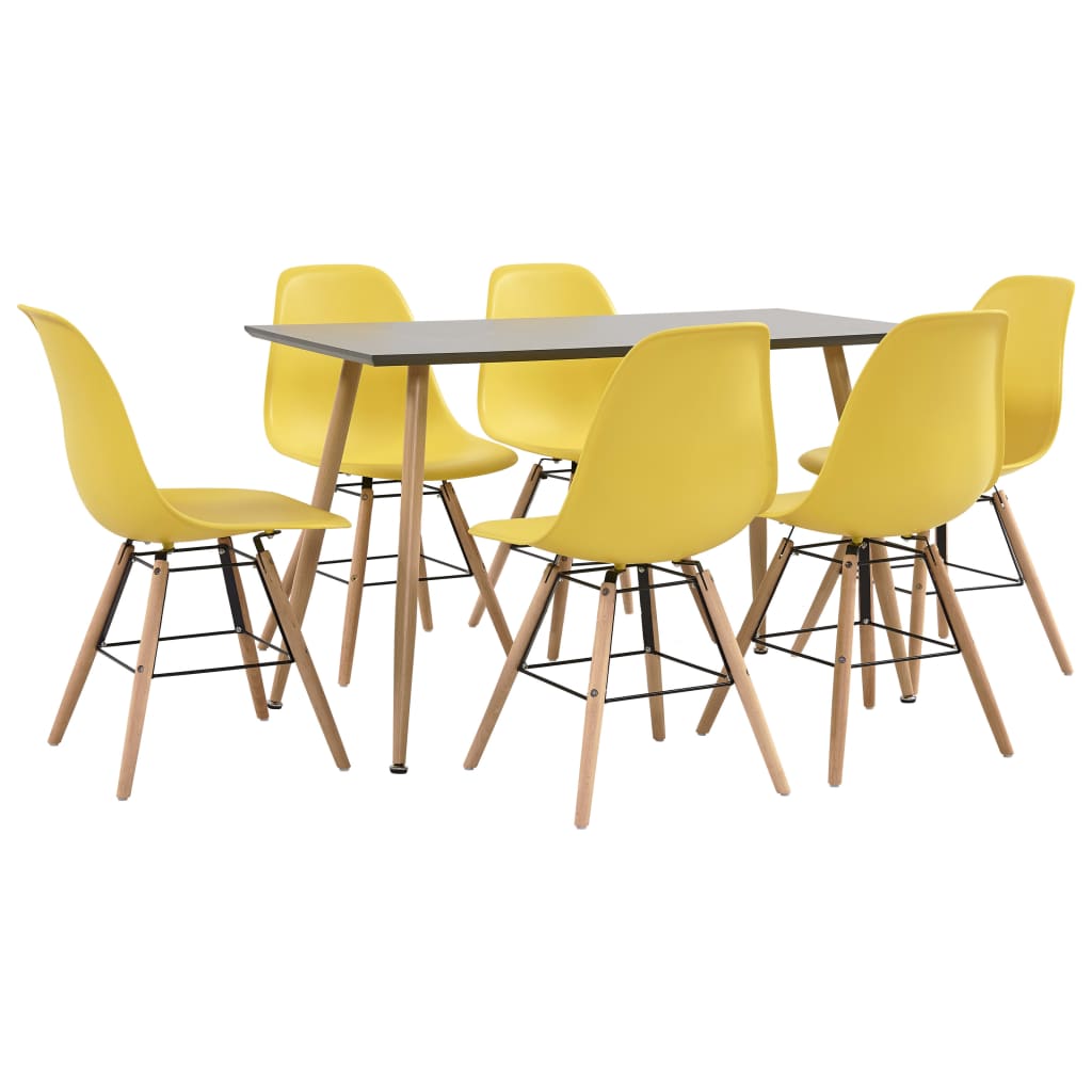 3053823 vidaXL 7 Piece Dining Set Plastic Yellow (248310+248270)