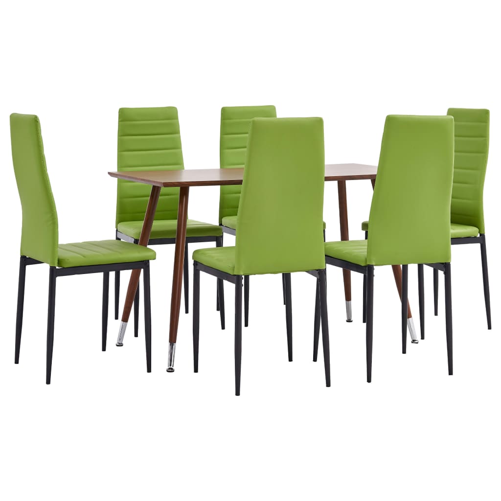 vidaXL Set mobilier de bucătărie, 7 piese, verde lime, piele ecologică vidaXL
