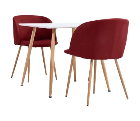 vidaXL Ensemble de salle à manger 3 pcs Tissu Rouge bordeaux vidaXL Ensemble de salle à manger 3 pcs Tissu Rouge bordeaux