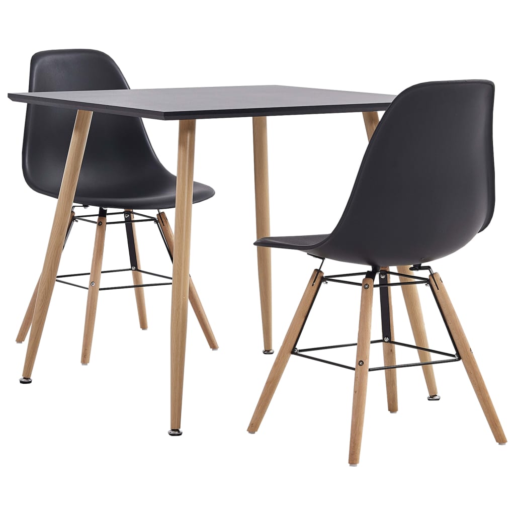 3054014 vidaXL 3 Piece Dining Set Plastic Black(248308+248256)