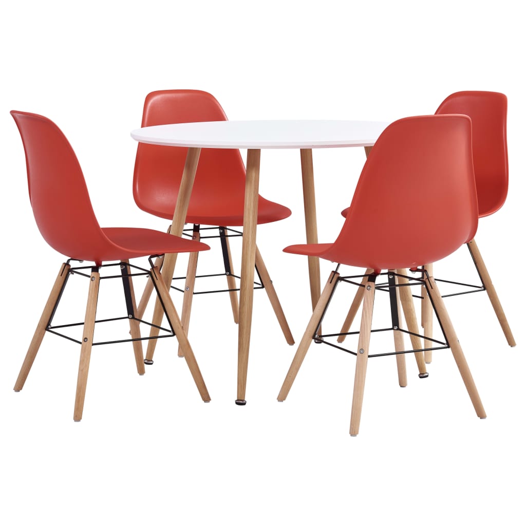 3054225 vidaXL 5 Piece Dining Set Plastic Red(248306+248272)