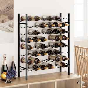 Stojalo za vino za 48 steklenic črno iz kovine