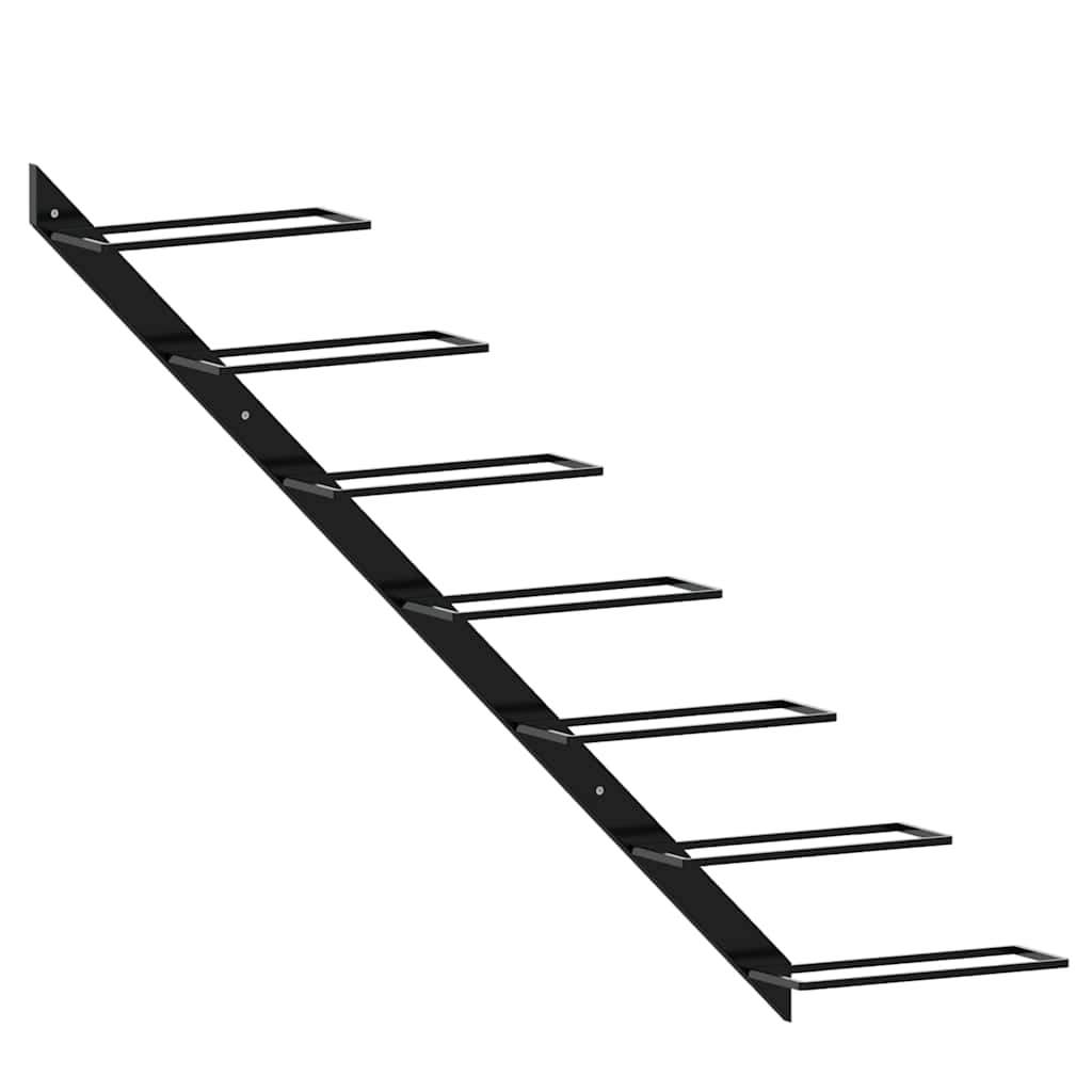 vidaXL Nástěnný stojan na víno na 7 lahví černý kov