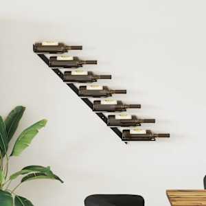 Stensko stojalo za vino za 7 steklenic črno kovinsko