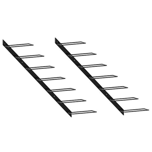 vidaXL seinale kinnitatavad veiniriiulid 14 pudelile, 2 tk must metall