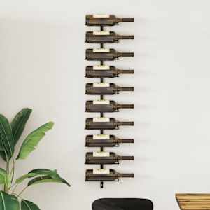 Stensko stojalo za vino za 10 steklenic črna kovina